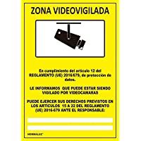 Normaluz RD30042 Señal Zona Videovigilada PVC Glasspack 0-7 mm 21x30 cm- Amarillo